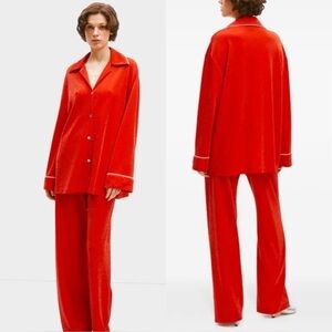 SLEEPER Red Shimmer Pajama Set